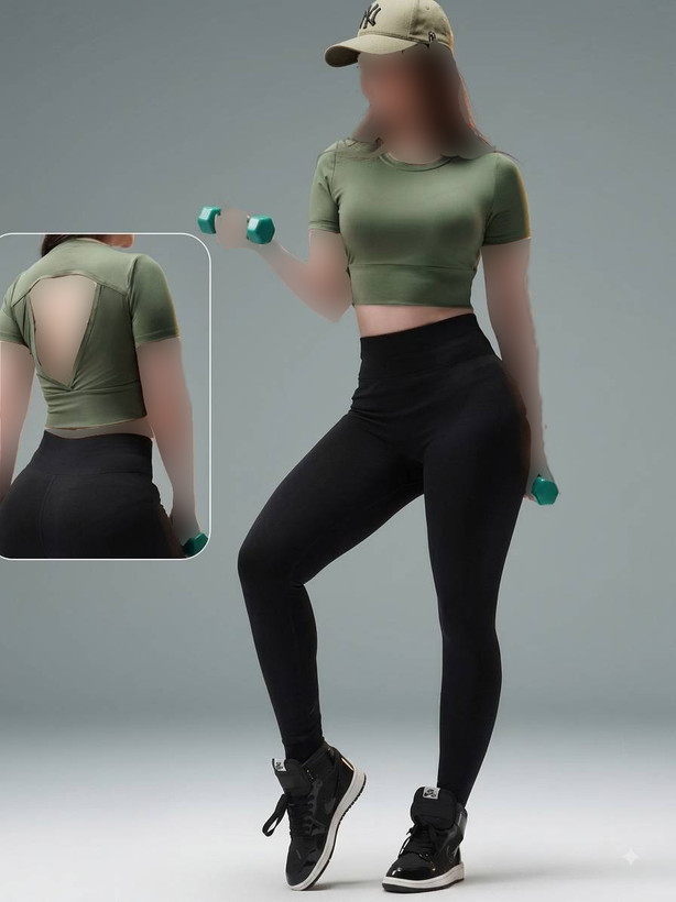 ست نیمتنه آستیندار و لگ ورزشی زنانه (کد 6388)