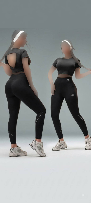 ست نیمتنه آستیندار و لگ ورزشی زنانه (کد 6388)