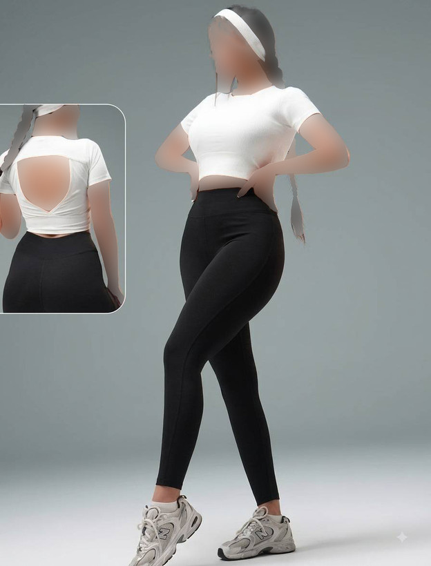ست نیمتنه آستیندار و لگ ورزشی زنانه (کد 6388)